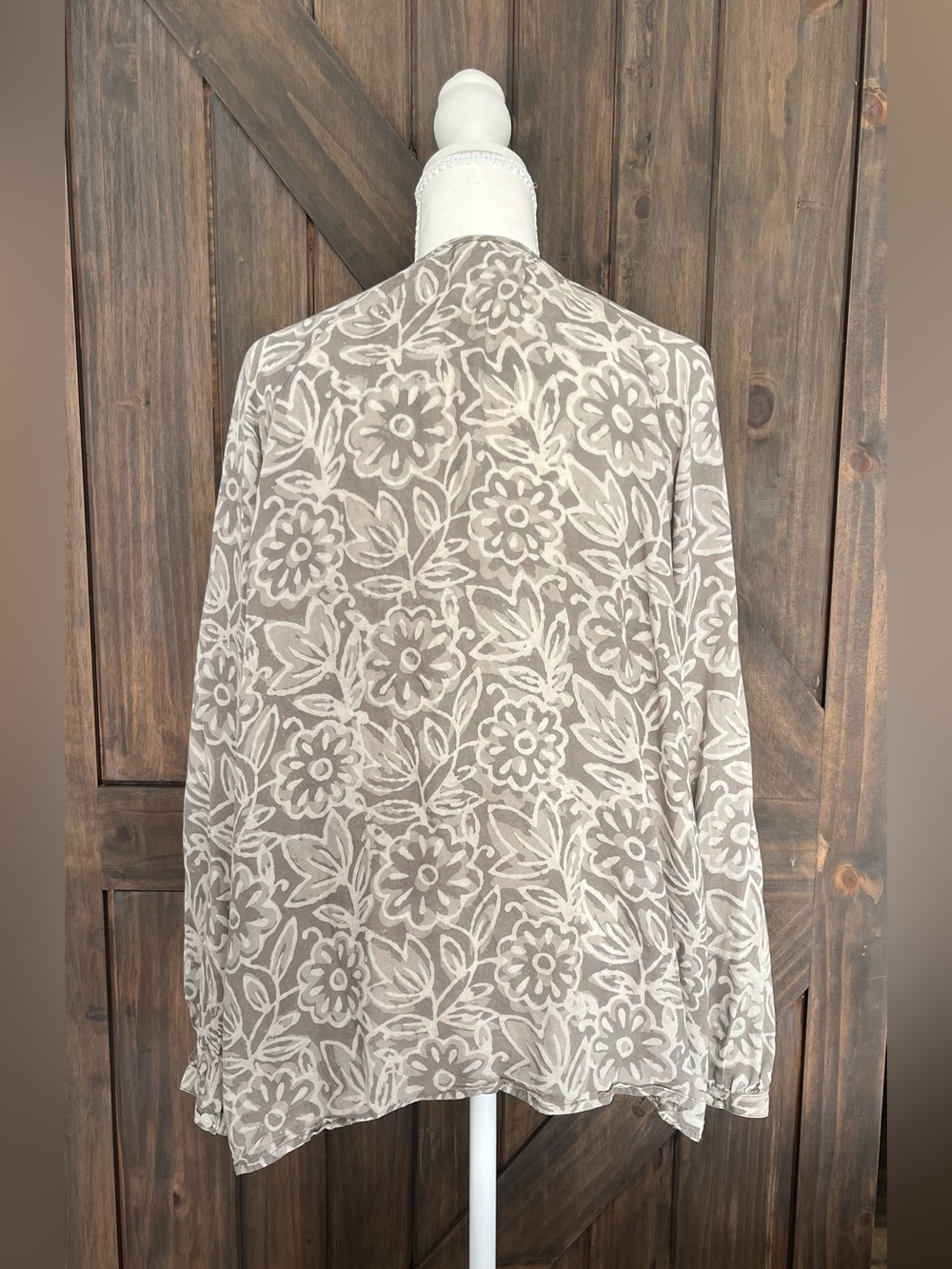 Pure Jill Floral Tunic Blouse Medium Boho Cottagecore Lightweight Long Sleeve - Picture 4 of 6